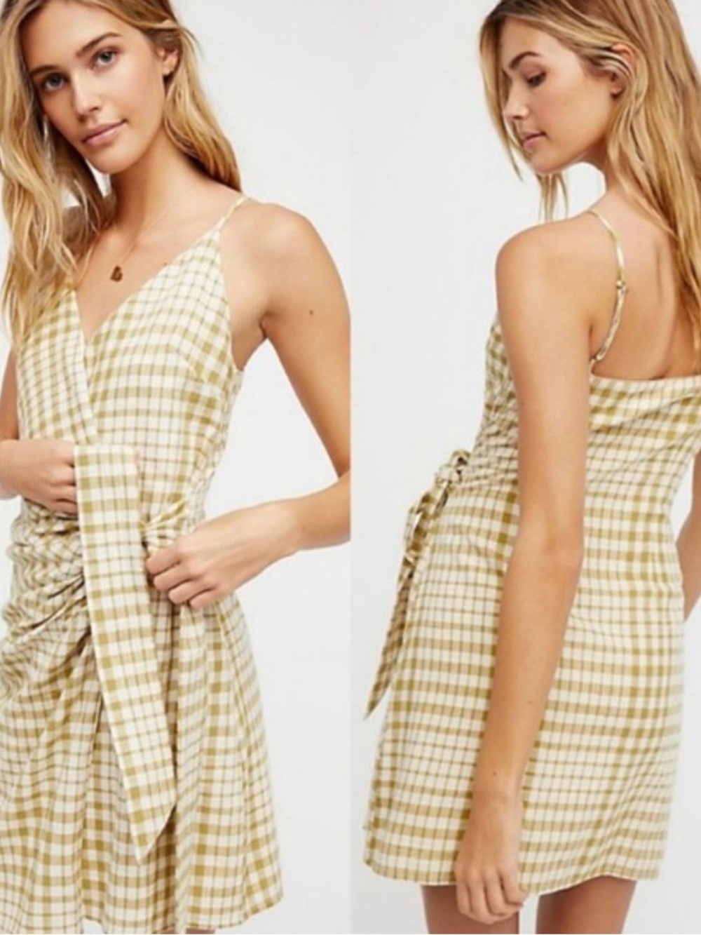 Free People Nodia Check Wraparound Dress